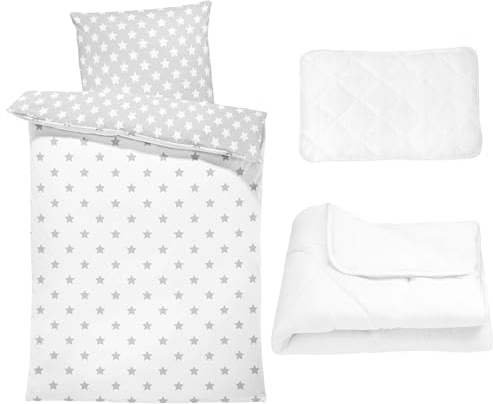 Kinderbettwäsche Baby Bettwäsche 100x135cm aus Baumwolle - Kinder Set von Duvet Cover und Kissenbezug 40x60 cm mit Bettdecke und Kissen für Kleinkind Junge und Mädchen Babybettwäsche Oeko-Tex