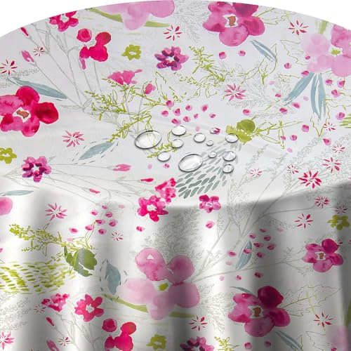 Wachstuch Wachstischdecke Tischdecke Gartentischdecke Farbe und Größe wählbar Bloom Blume Pink Oval 130 x 180 cm abwaschbare Wachstuchtischdecke