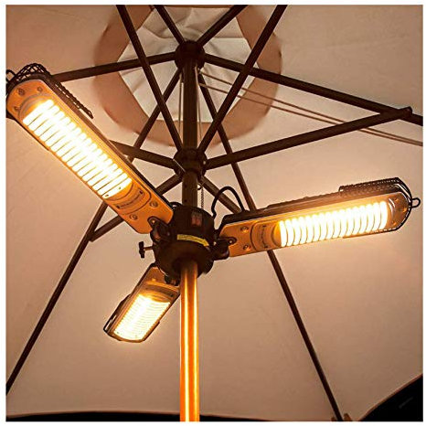 RPLM 2000W Calorifero Ombrellone Elettrico Esterno Lampada Riscaldante per Giardino Gazebo Veranda Autoportante o Sospeso, Regolabile in 3 Livelli, Staffa, Regolabile in Altezza, IP44,Umbrella Style