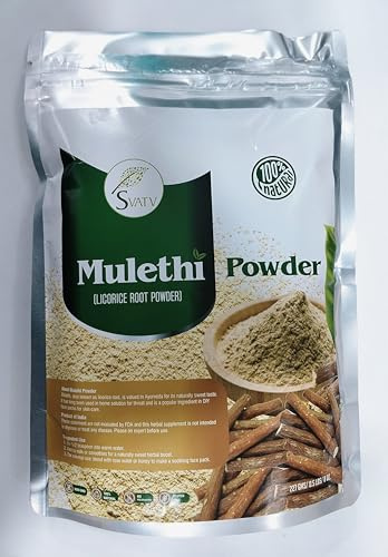 SVATV Kräuter-Mulethi-Pulver | Lakritzpulver | Natürliches Kräuterpulver zur Hautpflege, Haarpflege, Entfernung dunkler Flecken | Lakritze-Teepulver – 227 g, 0,5 Pfund