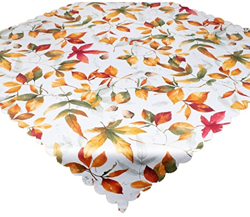 Tischdecke Herbst, Bedruckte Mitteldecke mit Laubmotiv, braun, 85 x 85 cm
