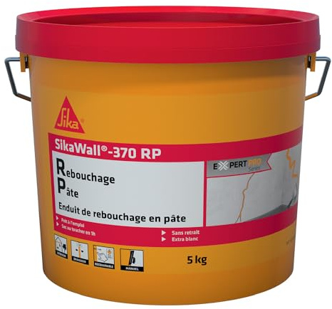 SIKA - Enduit de rebouchage en pâte - SikaWall-370 RP - Blanc - 5 kg | Enduit prêt à l’emploi pour rebouchage, garnissage et nivellement murs et plafonds intérieurs