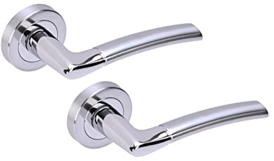Hunta HANDLEZONE® Neemo Lever On Round Rose Door Handles, Internal Passage Latch Handles, 1 Set - Dual Finish Polished/Satin Chrome