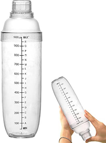 Maodom Agitatore per Cocktail - Miscelatore per Bevande aggiornato, agitatore per Cocktail con misurazioni e Filtro | Clear Shaker Bottle Tea Drink Mixer Cocktail Misurino per Utensili da Cucina