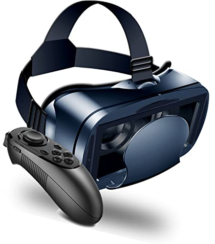 Pro 3D VR Cuffie per Bambini Adulti, Occhiali per Realtà Virtuale 3D VR con Protezione Dagli Occhi Blu con Telecomando per Giochi per Cellulare