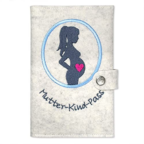 Goldi-Design mutterkindpasshülle österreich Herz aus Filz mit extra Fächer und Lasche mit Druckknopf (weiß meliert)
