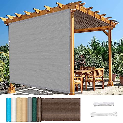GUOJUN Balkon sichtschutz 100 x 750 cm Windschutz Staubschutz Balkonsichtschutz Seitenmarkise mit Kabelbinder Ohne Bohren für Balkongeländer Garten, Grau