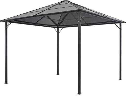 Gartenpavillon mit Dach, LAPOOH Pop-Up Partyzelt, Festzelt, Pavillon, Garden Decoration, Canopy Tent, Lagerzelt, Pavillon, Aluminium 3×3 m Schwarz