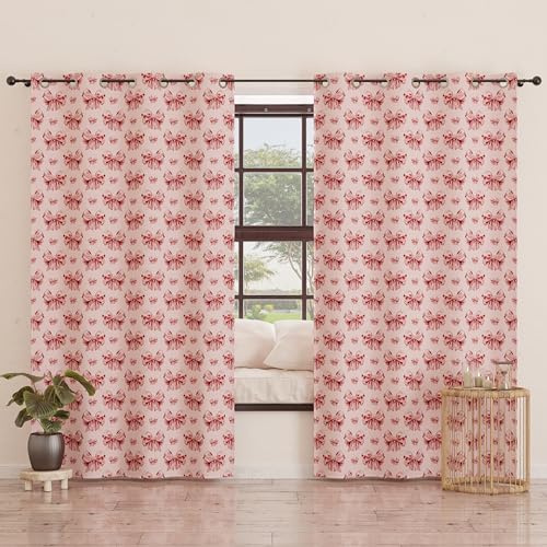 PETTI Artigiani Italiani - Cortinas con Paneles para Interior con Anillas, 2 Unidades, 140 x 280 cm, Opacas, aislantes y Modernas, con Lazo Rosa, 100% Fabricadas en Italia