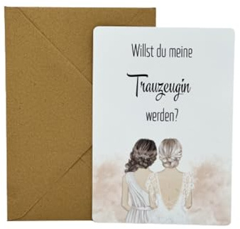Trauzeugin fragen Karte Willst du meine Trauzeugin werden Braut im Brautkleid Freundin
