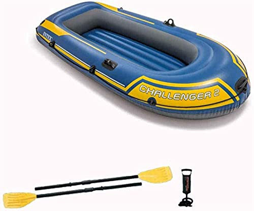 WolFum Großes aufblasbares Kajak-Set für 2 Personen, Kajak mit Rudern, manuelle Luftpumpe, ideal für Outdoor-Sport, Angeln, Meeresufer, Blaue Wassersportarten