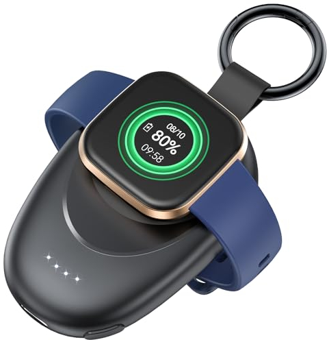 LVFAN Ladegerät für Fitbit Versa 4 & Sense 2, 1400mAh tragbares Powerbank-Ladekabel Ersatzzubehör, magnetischer Reise-Schlüsselanhänger Smartwatch-Ladestation für Fitbit Sense 2/Sense/Versa 4/Versa 3