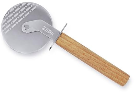 ZiiPa • Roulette à Pizza RIO • Découpe Précise en un Geste • Lame Tranchante Ø8 cm • Acier & Bois de Hêtre • Ultra Confort & Durable