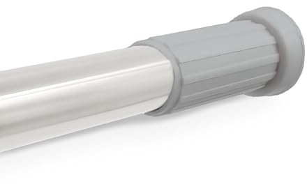 HOMEYA - Barra de Tensión para cortina de ducha o marco de puerta, Barra extensible de aluminio para armario, cocina, sin taladro, Barra ajustable, 70-120cm Plateado con gris