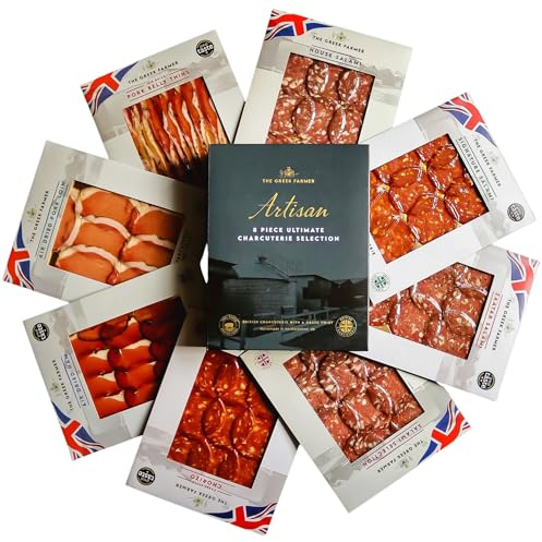 The Greek Farmer Signature 8 Piece Charcuterie Collection | Cured Meats & Cold Cuts | Artisan Charcuterie Gift | British Free-Range Pork | 5-Star Great Taste Award | Ideal Foodie Gift & Savoury Hamper