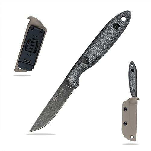 SDOKEDC DC53 Stahl messer Feststehende Klinge mit Micarta Griff & Kydex Scheide Jagdmesser für Männer EDC Outdoor Camping Survival (schwarz & Micarta)
