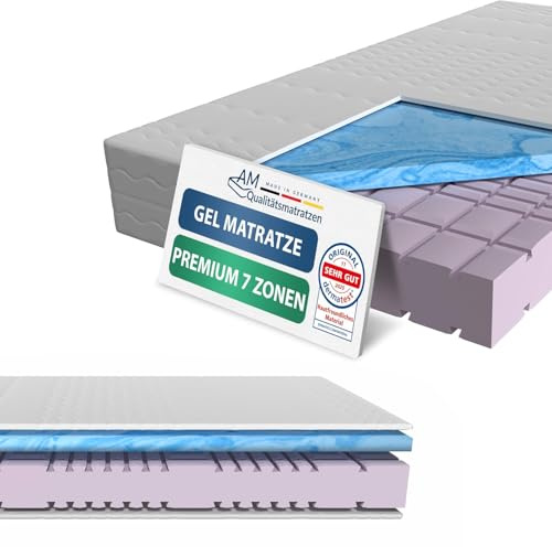 AM Qualitätsmatratzen - Matelas à Mousse en Gel Froide Premium 80x200cm Moelleux - Matelas qualitatif avec revêtement à Mousse Gel de 4cm - 23cm Hauteur Premium - qualité Allemande - 80 x 200