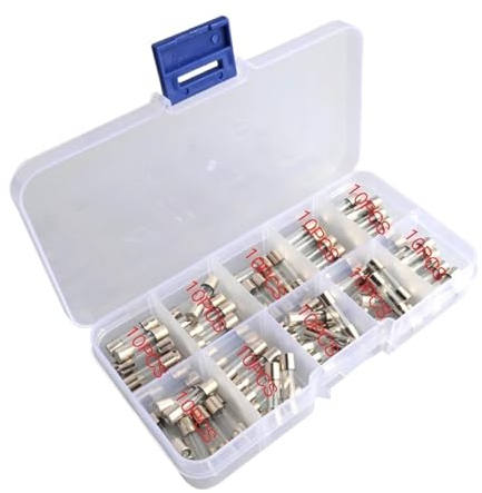 WGJJPQYK 10 Stück 5 x 20 mm flinke Glasrohrsicherungen, sortiertes Set, flinke Glassicherungen(100pcs 7A no Box)