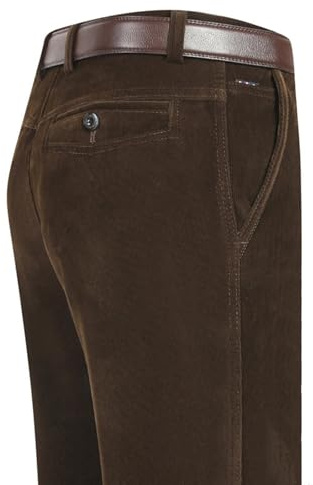 WINDEHAO Pantalon long droit en velours côtelé extensible pour homme, pantalon long droit décontracté à taille haute rembourré pour l'hiver, pantalon d'affaires formel
