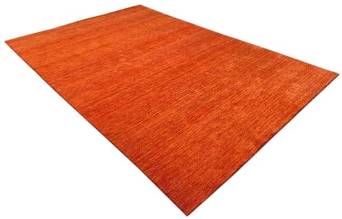 WAWA TEPPICH Orientteppich Terrakotta-Orange 140 x 200 cm Wolle handgewebt | Handgefertigter Wohnakzent mit natürliche Haptik und wohnlicher Charakter – individuell, vielseitig und stilvoll kombinierbar