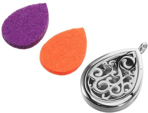 BELLIFFY 1set Stainless Steel Teardrop Pendant Essential Oil Diffuser Necklace for Women Aromatherapy Jewelry with Refillable Pads Modern Hollow Design for Relaxation and Style