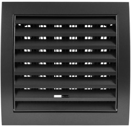 Vent Systems 150 x 150 mm / 6 x 6 Inch Anthracite Square Louvered Air Supply Vent Cover with Slider - Dryer, Air Conditioner Vent Cover, HVAC Exhaust Ventilation Grille for Bathroom, Home, Kitchen