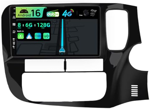 BXLIYER | Built-in DAB & 4G LTE | Android 16 Car Stereo For Mitsubishi Outlander (2012-2018) - 6G+128G - CarPlay/Android Auto - Camera + MIC - Qled 9 Inch - Steering Wheel Dual Band WIFI 360-CAM HDMI
