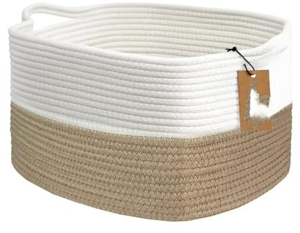 HDRNT Aufbewahrungskorb ideal für Badezimmer Wohnzimmer Kinderzimmer Aufbewahrungskorb in mit den Maßen 33x25x23 cm,Schwarzbraun und Weißbraun. (Weiß und Braun gemischt)