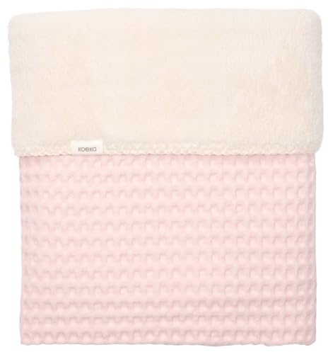 Koeka Babydecke - Kuscheldecke - Für Babywiege Und Babykorbe -mit Teddy Gefüttert - Oslo - Waffelstoff Aus Baumwolle - Atmungsaktiv - Abwaschbar Rosa 100x75