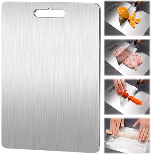 Titanium Cutting Board for Kitchen, Double-Sided Food-Grade Titanium Cutting Board for Cutting Meats, Fruits and Vegetables (M:34 * 23cm/13.4 * 9.1in)