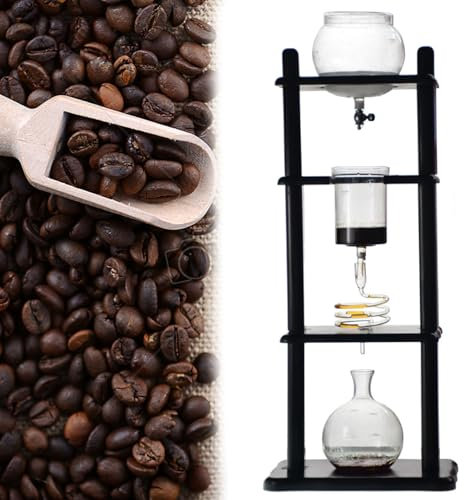 Handgjord isdroppe kaffetorn, kalldropp kaffebryggare, is kaffemaskin med långsam droppteknik, förbereder 5–8 koppar (35 oz), kaffeturn