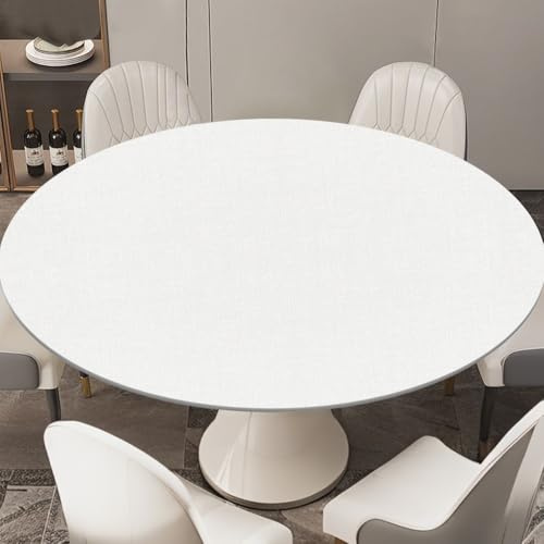 LUPATDY Bordsduk rund 110 cm, elastisk bordsduk utomhus med elastiskt band, trädgårdsduk väderbeständig, plast bordsskyddsfolie beige, trädgårdsdukar för utekvällar, beige