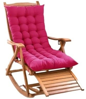 USOHJZ Deckchair Cushion Rocking Chair Cushion Outdoor Garden Chair Cushion Non-Slip High-Backed Chair Pads Sun Lounger Cushion Outdoor Chair Cushion Outdoor Cushions For Chairs(Pink)