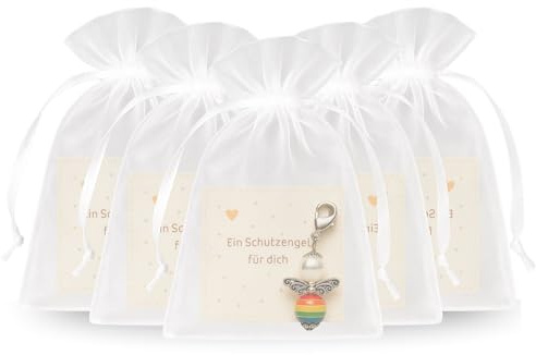 Milaboo® 12x Schutzengel mit Karte Ein Schutzengel für dich – kleine Geschenke & Mitgebsel zur Einschulung, Kommunion, Taufe, Geburtstag (Regenbogen)