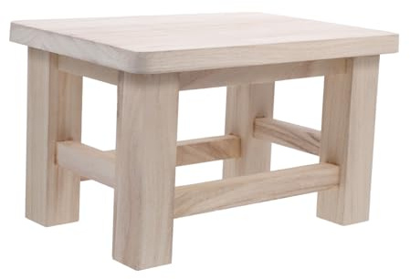 INOOMP Small Stool Changing Stool Solid Wooden with Smooth Surface and Rounded Edges Natural Wood for Adults and Children for Home Use
