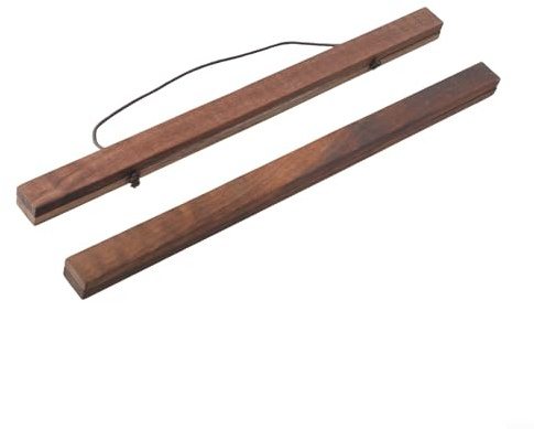 Set di cornici magnetiche da parete in legno di noce, per poster e foto, con 4 strisce di legno con clip magnetiche e gancio di scorrimento per esporre i danni (31 cm)