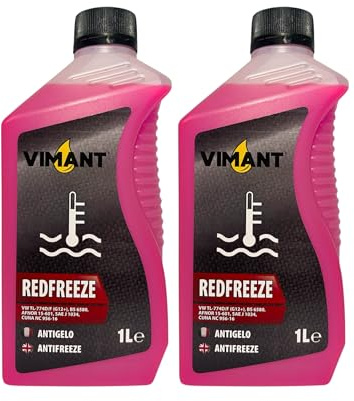 VIMANT Antigelo Puro Concentrato Rosso G12+, 2 Litri, 2x1L, Liquido Refrigerante Radiatore, Made in Italy