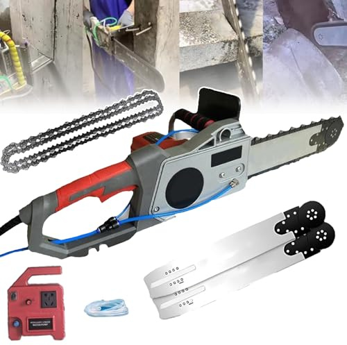 Motosega Elettrica per Cemento, Tagliamuri A Catena Portatile da 35/48 Cm, Tagliamuri A Catena Diamantata Elettrica, con Abbattimento Polveri Ad Acqua, per Granito E Cemento Armato