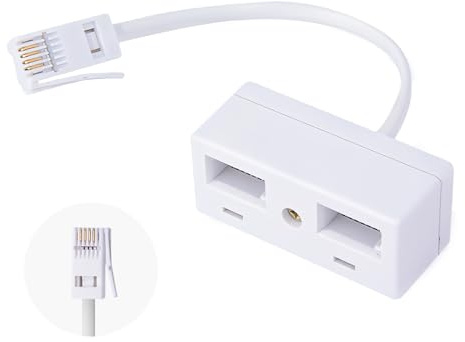Valquzar 2 Way BT Telephone Splitter - Cell to Landline Adapter, 1 Male to 2 Female UK Socket Extender for Mobile Phone Landline Connection, Landline Phone & Modem