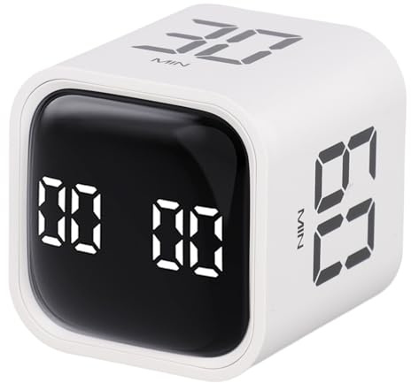 Wodsty Minuteur à rabat avec détection de gravité pour cuisine, bureau et étude avec volume réglable, préréglages de 5/10/30/60 minutes, mode manuel et charge USB-C