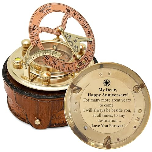 Anniversary Sundial Compass Gift for Him or Her Men Wedding Anniversary Unique Gift Ideas for Husband or Wife 10th 20th 30th 40th 50th Year Celebration