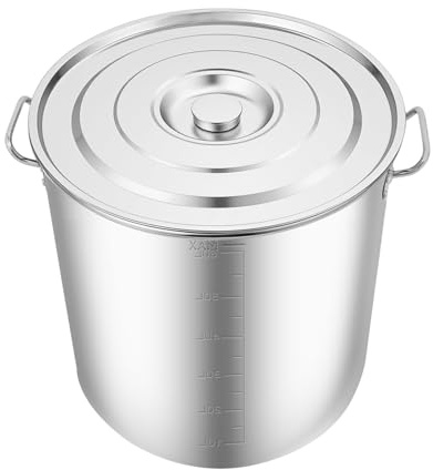 Soppgryta, stor kastrull, stor soppgryta, stor soppgryta i rostfritt stål, med lock, säker kall metallhandtag gryta också, för alla typer av spisar och stora kök (70, liter)