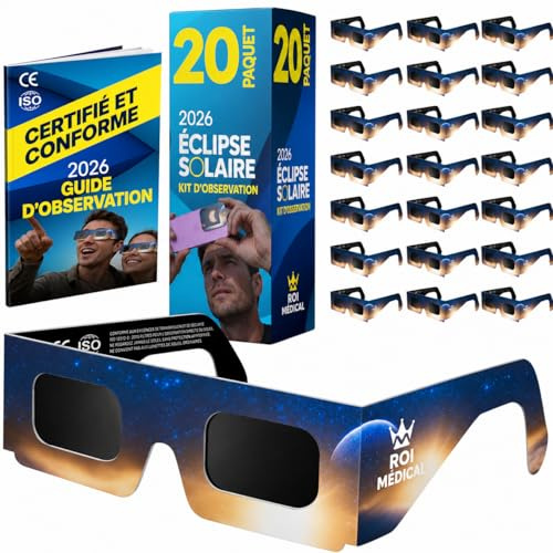 Medical king 20 Gafas Eclipse Solar Homologadas - Aprobados según la norma ISO, con certificación CE: Gafas para ver eclipses solar 2026