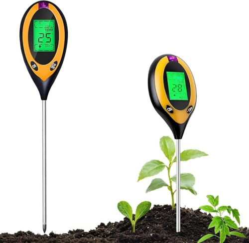 NHYDZSZ 4 in 1 Bodenmessgerät, pH Messgerät Erde, Bodentester für pH Wert, Feuchtigkeit, Temperatur & Licht, Rasen pH Wert Tester für Garten, Pflanzen, Landwirtschaft, Rasen und Gemüsegarten