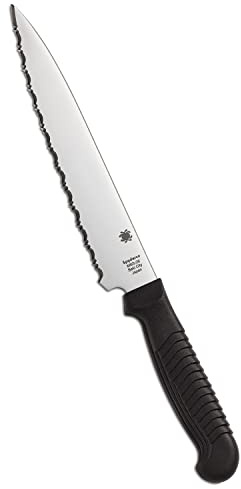 Spyderco Lightweight Kitchen Utility Knife with 6.5 MBS-26 Stainless Steel Blade and Black Polypropylene Plastic Handle - SpyderEdge - K04SBK