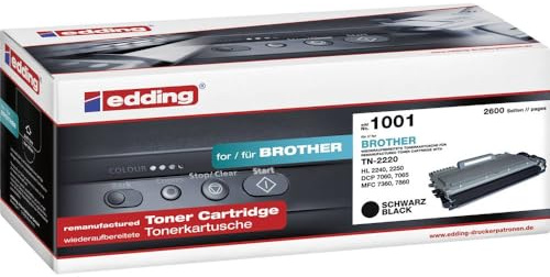 edding Toner EDD-1001 - Schwarz - Reichweite 2600 Seiten - Ersetzt Brother TN-2220 / TN-2010