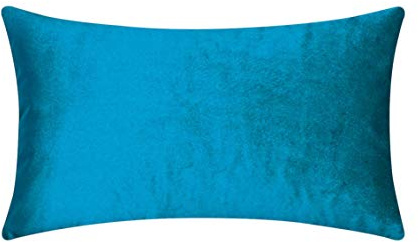 Home Brilliant Velvet Oblong Pillow Covers, Decorative Lumbar Cushion Cover for Chair Nursing Boy, 12 x 20 Inch, Turquoise