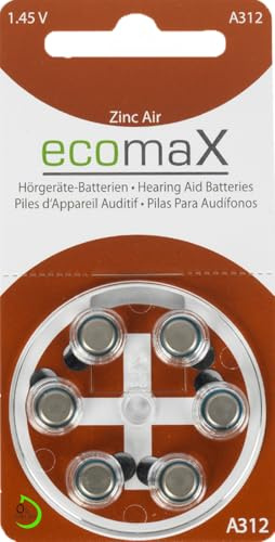ecomaX HÖRGERÄTE Batterie Typ 312 PR41 BRAUN A312 BATTERIEN (60)