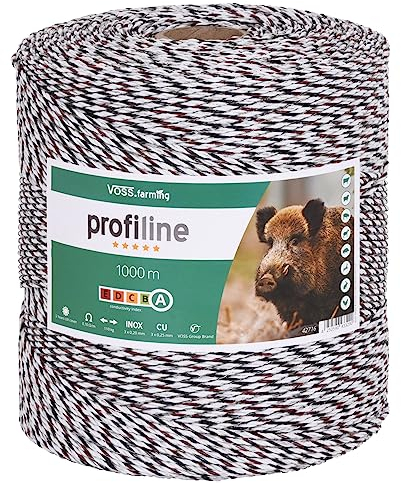 VOSS.farming Weidezaunlitze 1000m, weiß-schwarz, Weidezaun