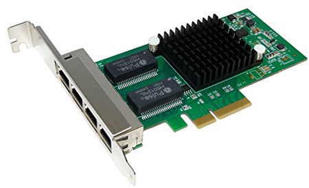 - -Netzwerkkarte Gigabit Ethernet - PCI Express (PCI-E Pcie) Karte mit 4 Port RJ45 Gigabit - LAN 10/100/1000 Mbps – Chipset Intel I350-AM4 – fur PC / Computerserver – Low und High Profile